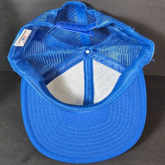 Vintage 1991 Chevron USA Fire Training Blue Mesh Trucker Hat Snapback Adjustable - Picture 7 of 8
